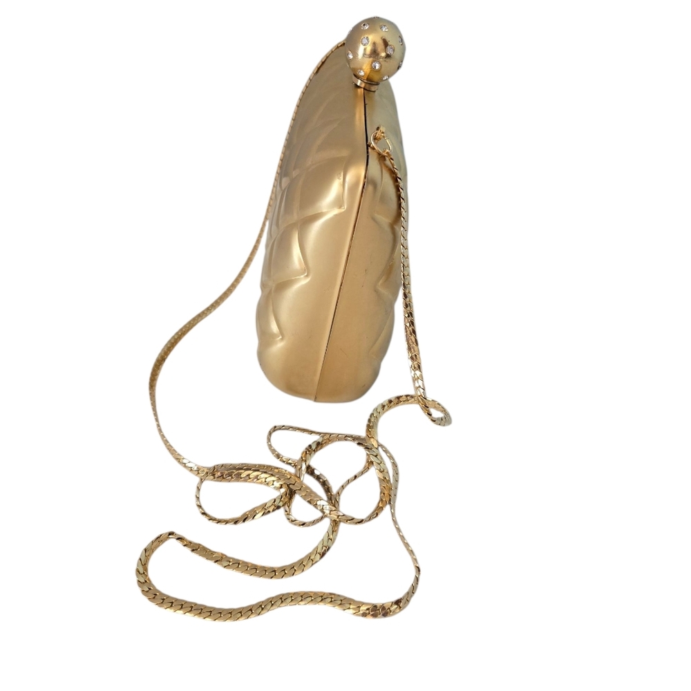 Elan Hard Shell Gold Quilted Crossbody Bag Mini Vintage - Picture 9 of 10